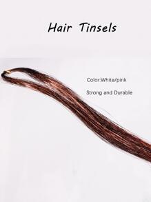 Hair Tinsel Strands Long Staight Hair Extensions Party Highlight Hair Pieces Sparkling Shiny Hair Extensions 1pc/Pack - Mocha Brown - View 2