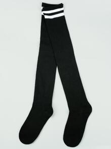 Chaussettes de compression de sport rayées pour sport d'extérieur - Noir - Voir 3