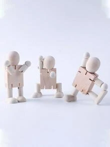 1入創意diy可塗畫的木質機器人模型 - 白色 - 查看 1