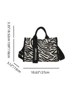 Bolso Tote de Gran Capacidad con Diseño Minimalista de Patchwork - Blanco y Negro - Ver 8