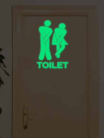 1PC Luminous Door Stickers For Men And Women WC Fluorescent Wall Stickers For Hygiene, Bathroom, Home Decoration, Fluorescent Stickers, Stickers, Wall Decal, Vinyl Decal For Home Decorations, Spring Decoration Items Refresh Your Home, Rama Decoration Stickers