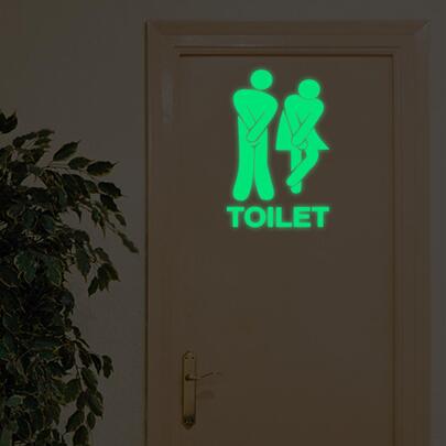 1PC Luminous Door Stickers For Men And Women WC Fluorescent Wall Stickers For Hygiene, Bathroom, Home Decoration, Fluorescent Stickers, Stickers, Wall Decal, Vinyl Decal For Home Decorations, Spring Decoration Items Refresh Your Home, Rama Decoration Stickers