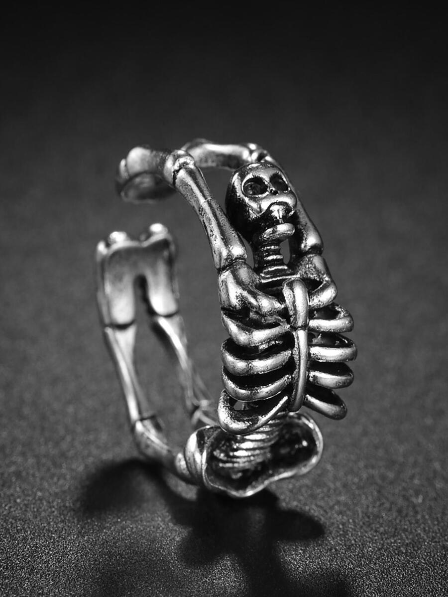 Skeleton Design Cuff Ring - Silver - View 1