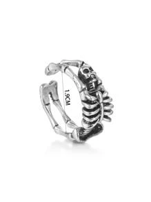 Skeleton Design Cuff Ring - Silver - View 3