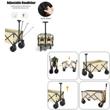 Collapsible Wagon Cart - Large Capacity Beach Wagon, 330lbs - Heavy Duty Folding Wagon with All-Terrain Wheels - Portable Outdoor Utility Wagon for Sports, Shopping, Camping, Garden - 米色 - 查看 2