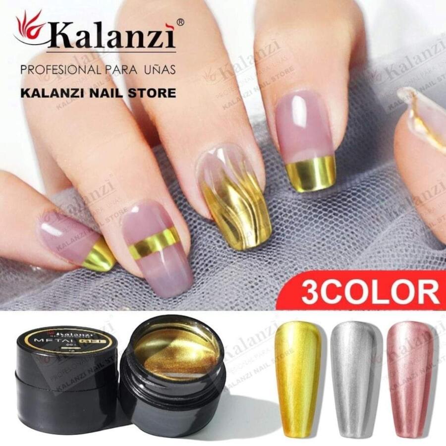 trio de gel metalico para decoracion de uñas - Multicolor - Ver 1