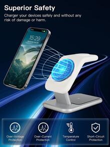 Magsafe 3合1 無線充電器，適用於蘋果14/13手錶、Airpods Pro3耳機和iPhone12充電座，具有磁性快速充電功能 - 白色 - 查看 4