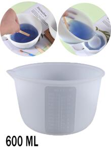 1 pieza Taza de medir de silicona de 600ML, taza de medir de líquido blanca sencilla para la cocina - Blanco - Ver 1