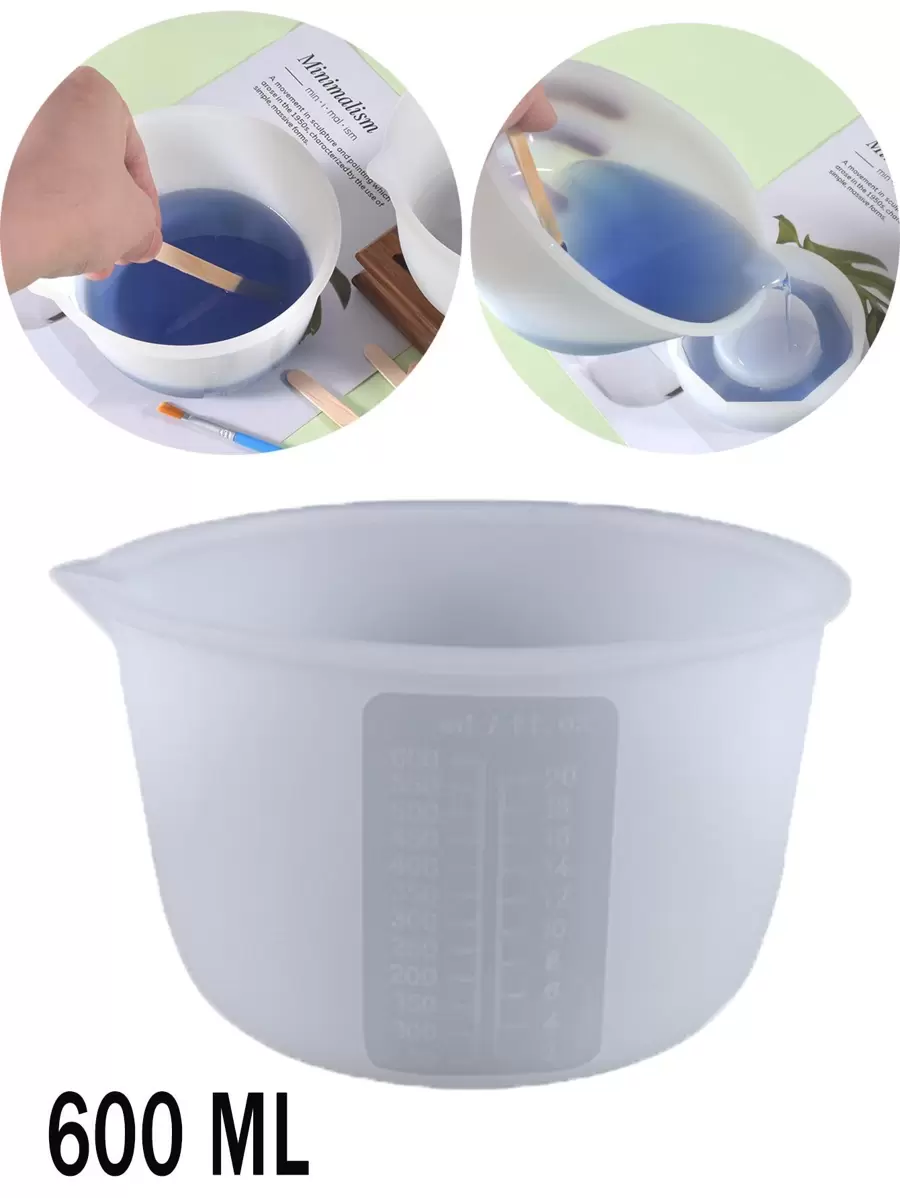 1 pieza Taza de medir de silicona de 600ML, taza de medir de líquido blanca sencilla para la cocina - Blanco - Ver 1
