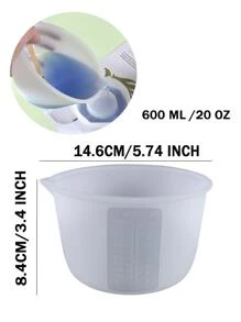 1 pieza Taza de medir de silicona de 600ML, taza de medir de líquido blanca sencilla para la cocina - Blanco - Ver 4