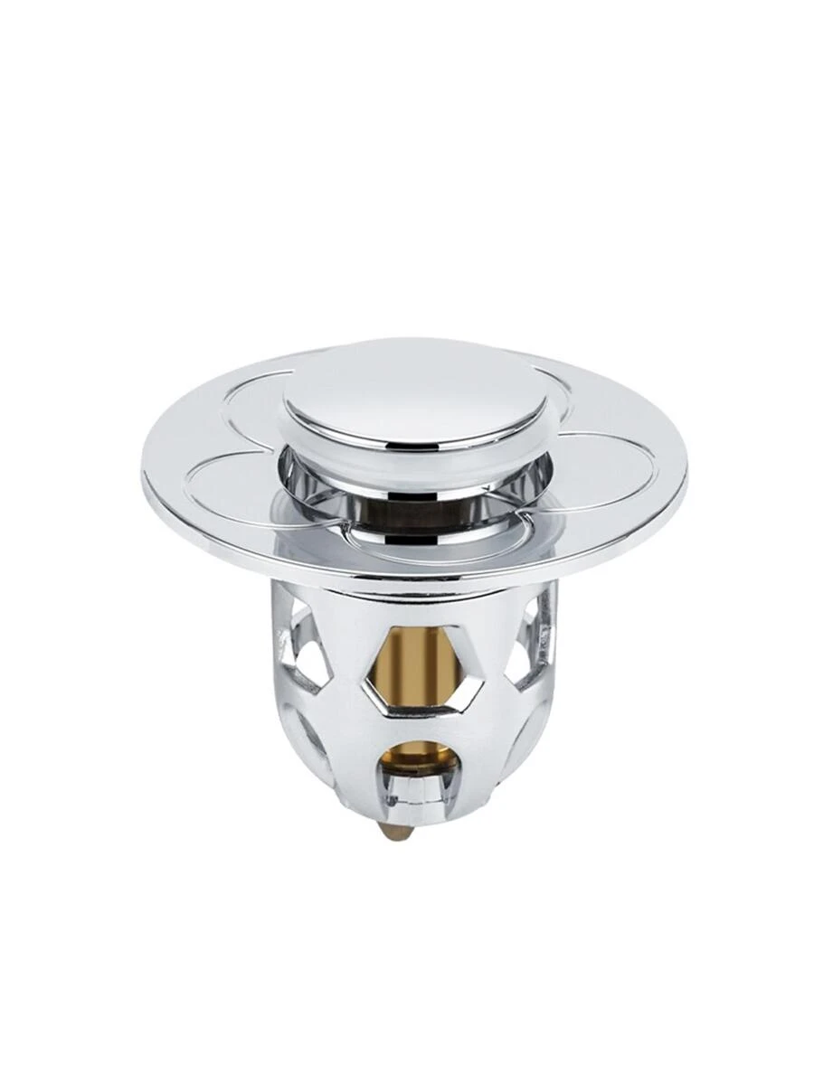 1pc 2 In 1 ABS Drain Stopper, Modern Silver  Bath Tub Plug For Bathroom - Silver - View 1