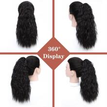Medium Curly Ponytail Synthetic Hair Extension - Black - View 3