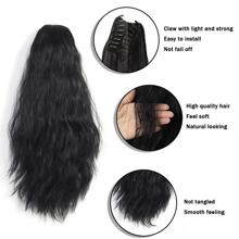 Medium Curly Ponytail Synthetic Hair Extension - Black - View 6