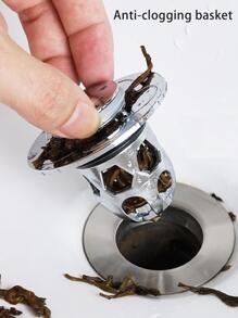 1pc 2 In 1 ABS Drain Stopper, Modern Silver  Bath Tub Plug For Bathroom - Silver - View 4