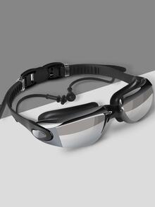 5入組/套電鍍游泳,泳帽,游泳包,耳塞,和鼻夾 - 黑色 - 查看 4