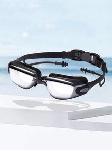 5入組/套電鍍游泳,泳帽,游泳包,耳塞,和鼻夾 - 黑色 - 查看 3