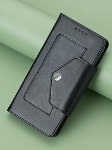 1入組翻蓋錢包設計pu手機殼,帶有卡槽 - 黑色 - 查看 1