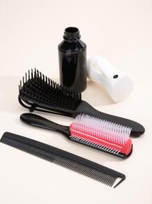 造型套裝、順髮梳、八爪梳、高頻細霧噴霧瓶、消毒噴霧瓶、分裝瓶、美髮按壓噴霧瓶、4件黑色