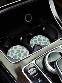 2入組愛心圖案防滑汽車杯墊 - 綠色 - 查看 3