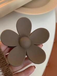 花朵設計髮爪 - 卡其色 - 查看 2