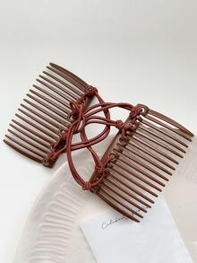 1入組頭髮造型工具防滑髮夾梳子適用於女性髮髻風格 - 咖啡 - 查看 3