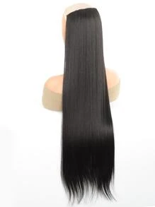 Tóc giả tổng hợp dài thêm thẳng kẹp trong một mảnh tóc giả tổng hợp cho phụ nữ 5 kẹp tóc giả tự nhiên cho phụ nữ sợi chịu nhiệt - màu đen - Xem 5