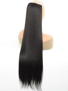 Tóc giả tổng hợp dài thêm thẳng kẹp trong một mảnh tóc giả tổng hợp cho phụ nữ 5 kẹp tóc giả tự nhiên cho phụ nữ sợi chịu nhiệt - màu đen - Xem 6