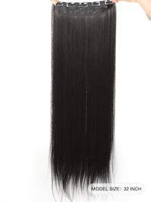 Tóc giả tổng hợp dài thêm thẳng kẹp trong một mảnh tóc giả tổng hợp cho phụ nữ 5 kẹp tóc giả tự nhiên cho phụ nữ sợi chịu nhiệt - màu đen - Xem 3