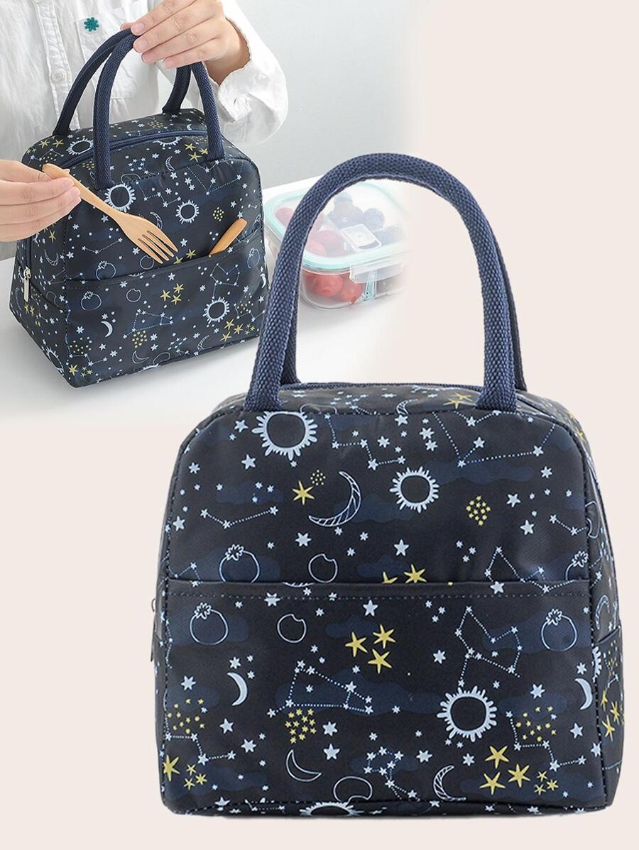 Geometric Pattern Lunch Box Bag Insulated Thermal Bag Back To School Lunch Box Lunch Bag Back To School Supplies Bento Box Lunchbag Home Essentials Lunch Kit Cooler Box Lunchbox Bag - Multicolor - View 1