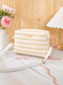 Bolsa de mimbre mini con patrón de rayas de moda - Multicolor - Ver 2