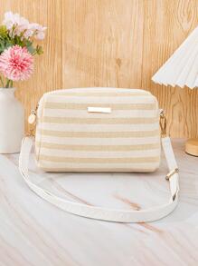 Bolsa de mimbre mini con patrón de rayas de moda - Multicolor - Ver 1