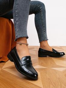 Damski Płaskie buty Skóra obuwie , Niesznurowane Mokasyny , Czarny obuwie , Góra Damski obuwie , Wysokie obcasy Damski Płaskie buty Codzienny obuwie , Dom obuwie