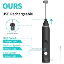 USB 3-Head Electric Mixer Charging Egg Beater Portable Cream Frother Milk Coffee Whisk Kitchen & Home Tools
