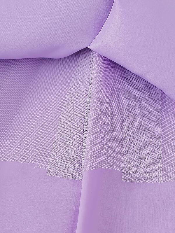 Girls Puff Sleeve Mesh Overlay Party Dress SHEIN USA