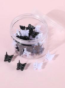 30入組女孩隨機色蝴蝶設計時尚髮爪適用於頭髮裝飾用品 - 黑與白 - 查看 1