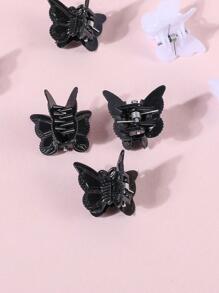 30入組女孩隨機色蝴蝶設計時尚髮爪適用於頭髮裝飾用品 - 黑與白 - 查看 3