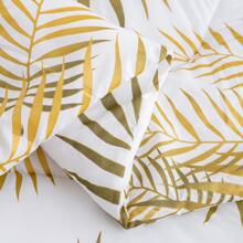 Green Gold Leaf Comforter Set Queen Size,3 Pieces Bedding Set with Tropical Botanical Leaves Printed on White,Soft Lightweight Microfiber Garden - White - View 5