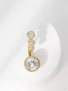 1入組時尚女性身體鏈華麗充分石頭&水鑽裝飾圓形肚臍環在 - 金黃色 - 查看 2