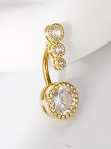 1入組時尚女性身體鏈華麗充分石頭&水鑽裝飾圓形肚臍環在 - 金黃色 - 查看 3