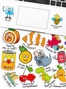 5Sheets/100pcs Punny Rewards Stickers Punny Labels Motivational Stickers Inspiration Positive Accents Words Stickers Cartoon Animal Stickers Cute Incentive Stickers for Kids Teacher School Classroom - Multicolor - View 4