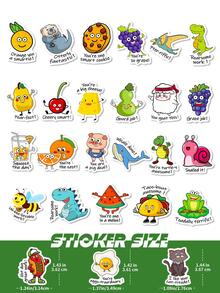 5Sheets/100pcs Punny Rewards Stickers Punny Labels Motivational Stickers Inspiration Positive Accents Words Stickers Cartoon Animal Stickers Cute Incentive Stickers for Kids Teacher School Classroom - Multicolor - View 2