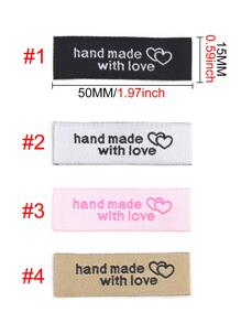50入組帶愛心標籤標籤機織衣服標籤折疊標籤用於帽子/籃子/圍巾縫製配件 - 米色 - 查看 2