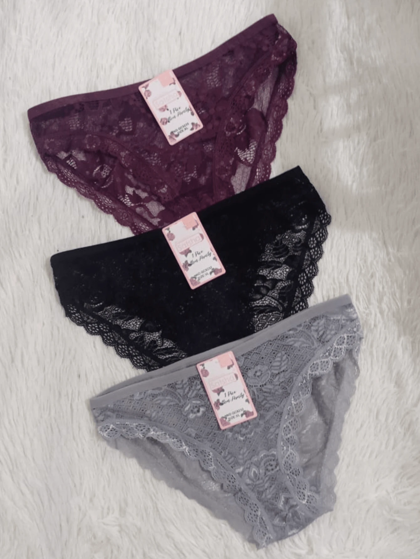 3 Piezas Braga Bikini Lenceria Calzon de Encaje Ropa Interior - Multicolor - Ver 1