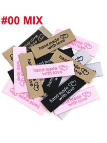 50入組帶愛心標籤標籤機織衣服標籤折疊標籤用於帽子/籃子/圍巾縫製配件 - 米色 - 查看 3