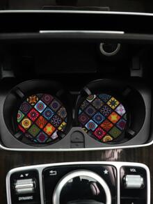 2 chiếc Tấm lót ly ô tô họa tiết hoa chống trượt - Nhiều màu - Xem 3