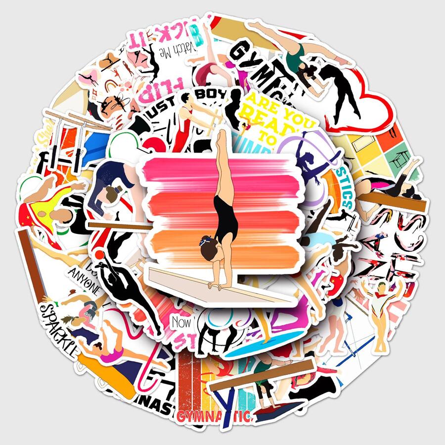 50 件体操图案可爱涂鸦图案卡通动漫 Guka 贴纸可爱时尚爱心涂鸦防水贴纸适用于笔记本电脑水瓶滑板手机、学校用品、返校 - 黑與白 - 查看 1