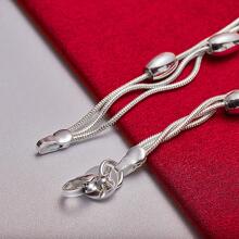 Silver Plating Snake Chain Smooth Beads Bean Bracelet For Women Wedding Engagement Party Fashion Jewelry - Silver - View 5