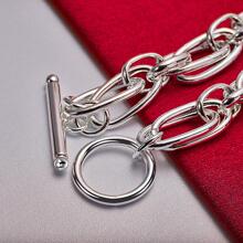 Smooth Silver Round Chain Bracelet, Fashionable & Charming Jewelry For Women, Wedding & Engagement - Silver - View 5