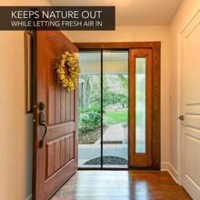 带钩环的磁性纱门，重型网状和防蚊纱门，免提磁性密封，适合门尺寸最大为 80x200cm，夏季防虫/防苍蝇/防昆虫，全框钩环 - 黑色 - 查看 3