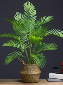 1入組人造熱帶印花植物帶18樹葉適用於家庭裝飾用品 - 黃色 - 查看 1
